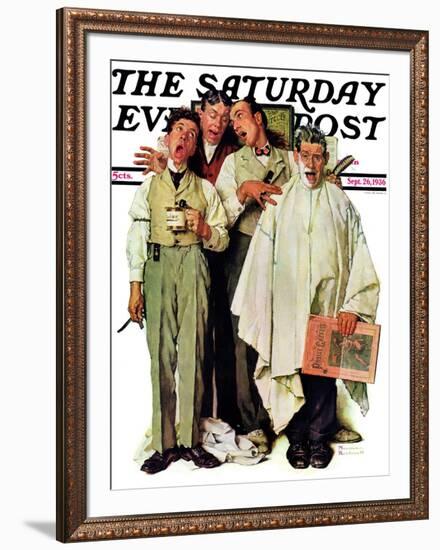 "Barbershop Quartet" Saturday Evening Post Cover, September 26,1936-Norman Rockwell-Framed Giclee Print