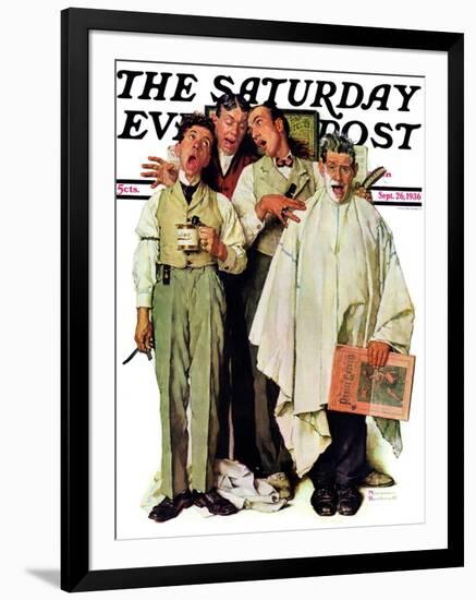 "Barbershop Quartet" Saturday Evening Post Cover, September 26,1936-Norman Rockwell-Framed Giclee Print