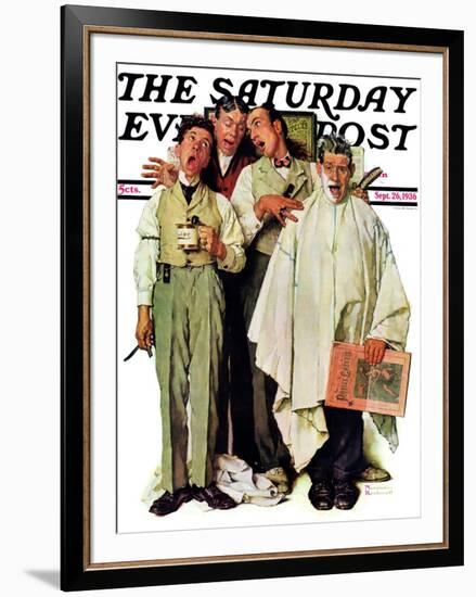 "Barbershop Quartet" Saturday Evening Post Cover, September 26,1936-Norman Rockwell-Framed Giclee Print