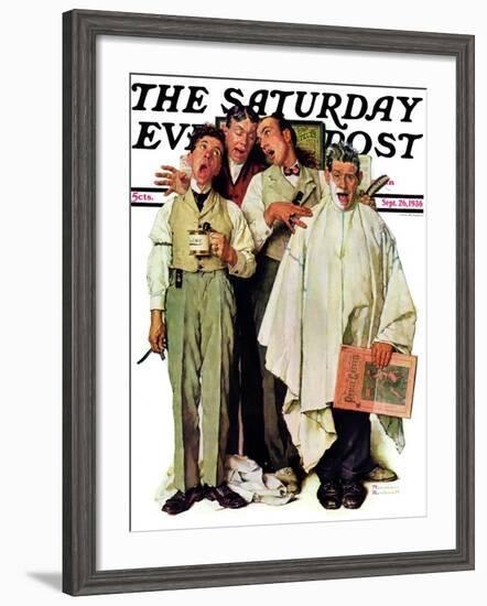 "Barbershop Quartet" Saturday Evening Post Cover, September 26,1936-Norman Rockwell-Framed Giclee Print