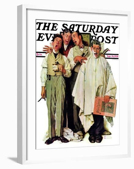 "Barbershop Quartet" Saturday Evening Post Cover, September 26,1936-Norman Rockwell-Framed Giclee Print