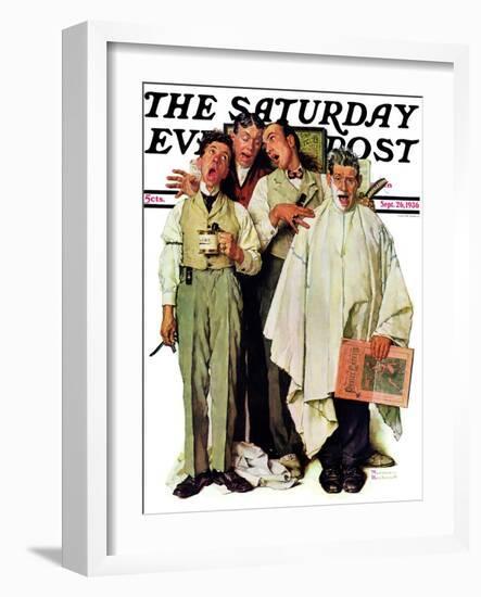 "Barbershop Quartet" Saturday Evening Post Cover, September 26,1936-Norman Rockwell-Framed Premium Giclee Print