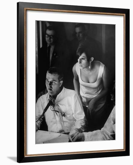 Barbra Streisand at Recording Session-Bill Eppridge-Framed Premium Photographic Print