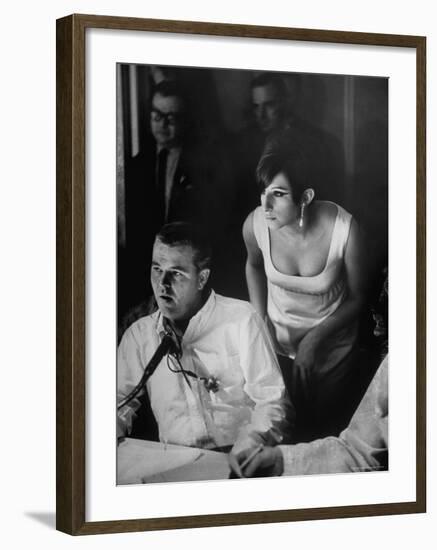 Barbra Streisand at Recording Session-Bill Eppridge-Framed Premium Photographic Print