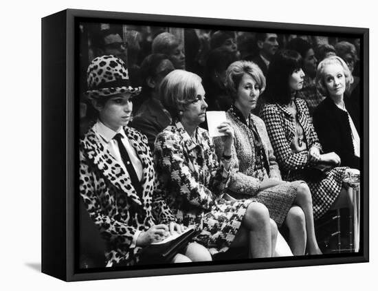 Barbra Streisand, Marlene Dietrich, Elsa Martinelli, Wearing Chanel Suits at Chanel Fashion Show-Bill Eppridge-Framed Premier Image Canvas