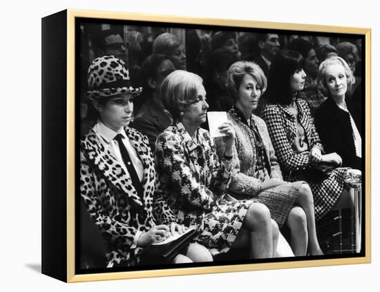 Barbra Streisand, Marlene Dietrich, Elsa Martinelli, Wearing Chanel Suits at Chanel Fashion Show-Bill Eppridge-Framed Premier Image Canvas