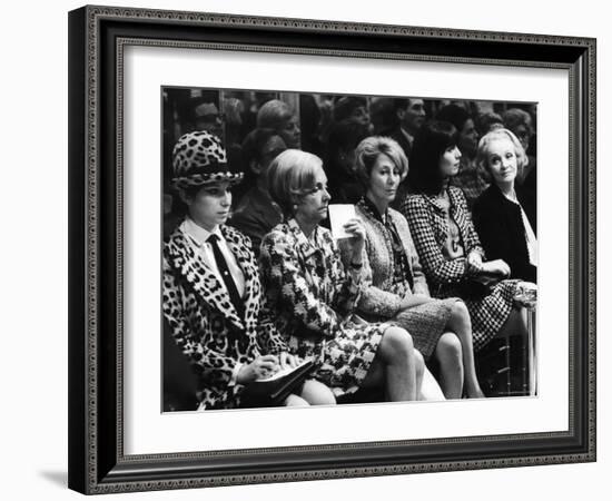 Barbra Streisand, Marlene Dietrich, Elsa Martinelli, Wearing Chanel Suits at Chanel Fashion Show-Bill Eppridge-Framed Premium Photographic Print