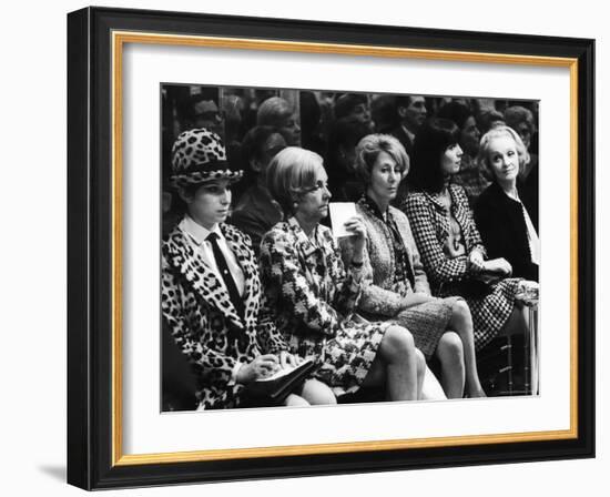 Barbra Streisand, Marlene Dietrich, Elsa Martinelli, Wearing Chanel Suits at Chanel Fashion Show-Bill Eppridge-Framed Premium Photographic Print