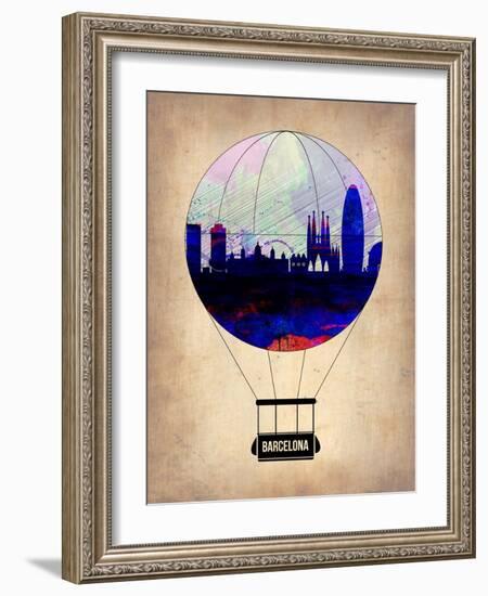 Barcelona Air Balloon-NaxArt-Framed Art Print