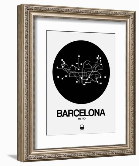 Barcelona Black Subway Map-NaxArt-Framed Art Print