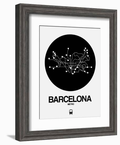 Barcelona Black Subway Map-NaxArt-Framed Art Print