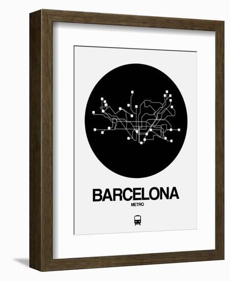 Barcelona Black Subway Map-NaxArt-Framed Art Print