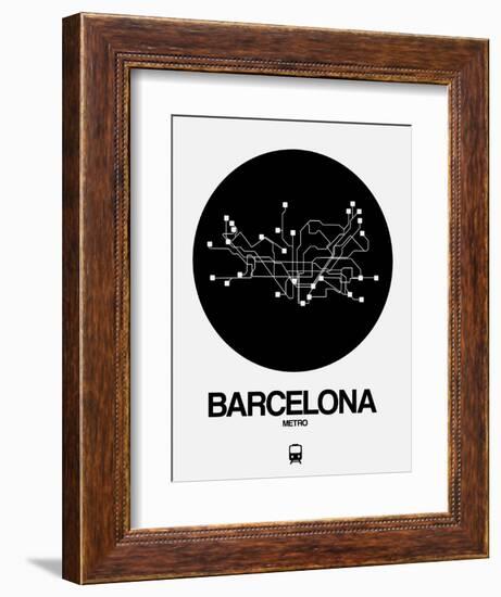 Barcelona Black Subway Map-NaxArt-Framed Art Print