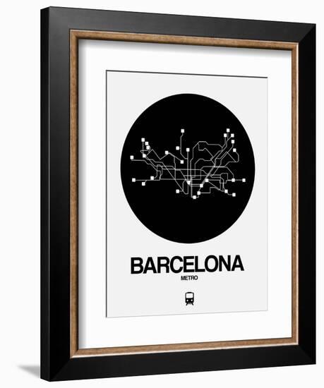 Barcelona Black Subway Map-NaxArt-Framed Art Print