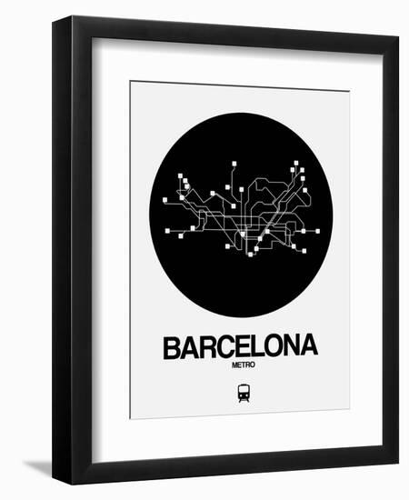 Barcelona Black Subway Map-NaxArt-Framed Art Print