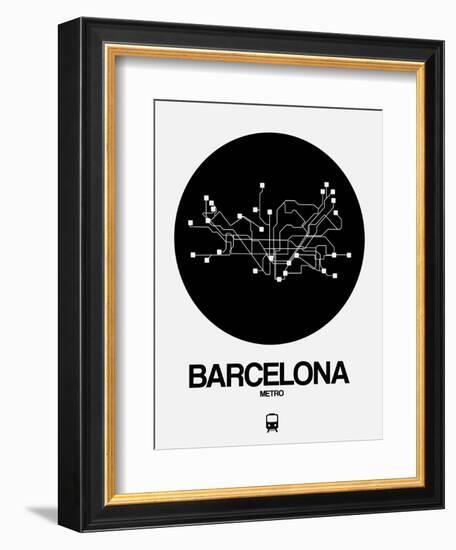 Barcelona Black Subway Map-NaxArt-Framed Art Print