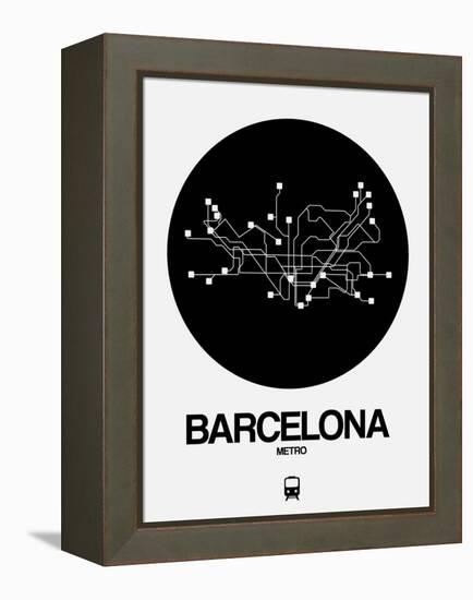 Barcelona Black Subway Map-NaxArt-Framed Stretched Canvas