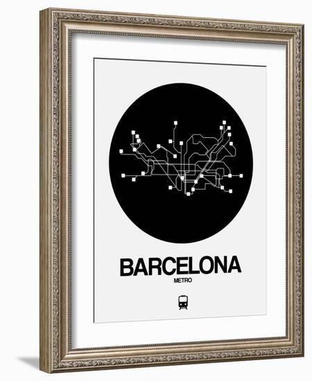 Barcelona Black Subway Map-NaxArt-Framed Art Print