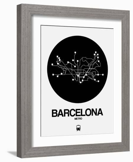 Barcelona Black Subway Map-NaxArt-Framed Art Print