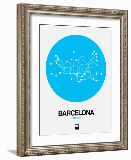 Barcelona Blue Subway Map-NaxArt-Framed Art Print