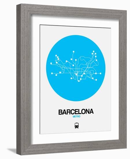 Barcelona Blue Subway Map-NaxArt-Framed Art Print