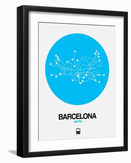 Barcelona Blue Subway Map-NaxArt-Framed Art Print