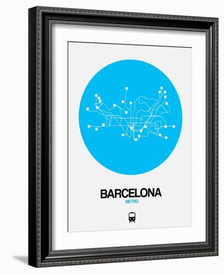 Barcelona Blue Subway Map-NaxArt-Framed Art Print