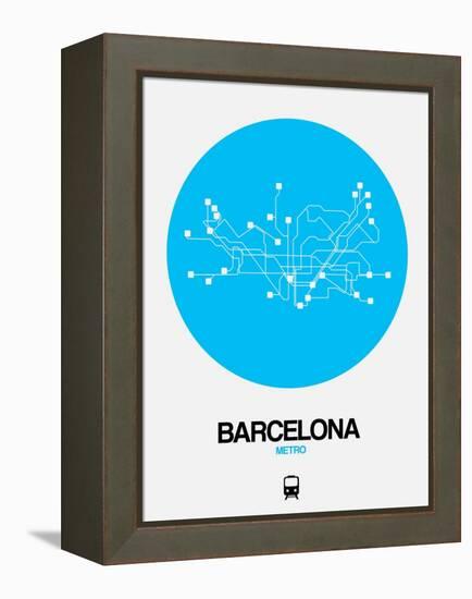 Barcelona Blue Subway Map-NaxArt-Framed Stretched Canvas