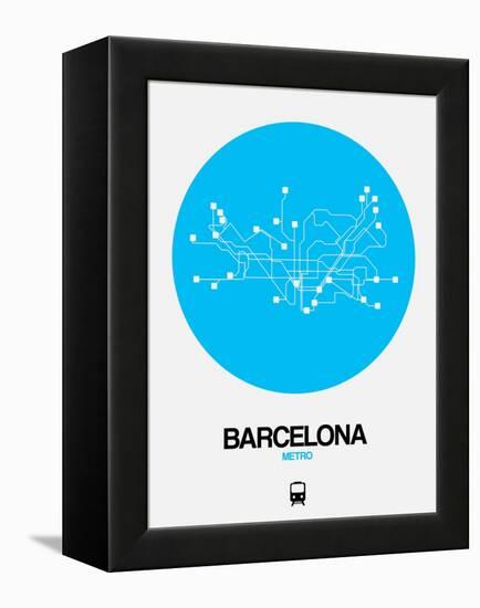 Barcelona Blue Subway Map-NaxArt-Framed Stretched Canvas