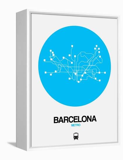 Barcelona Blue Subway Map-NaxArt-Framed Stretched Canvas