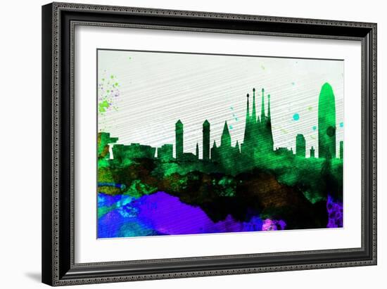Barcelona City Skyline-NaxArt-Framed Art Print