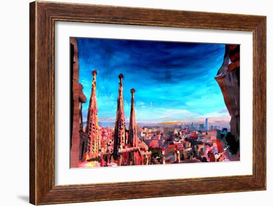 Barcelona City View and Sagrada Familia-Markus Bleichner-Framed Premium Giclee Print