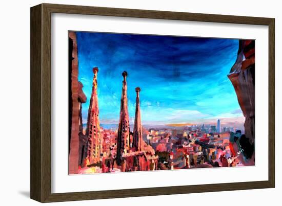 Barcelona City View and Sagrada Familia-Markus Bleichner-Framed Art Print