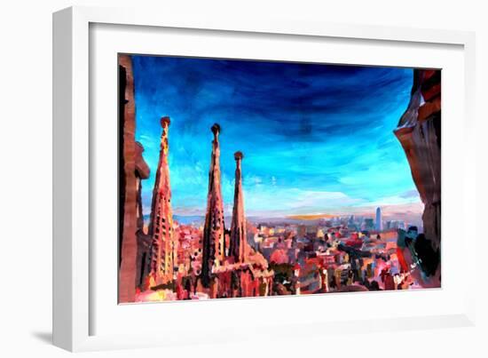 Barcelona City View and Sagrada Familia-Markus Bleichner-Framed Art Print