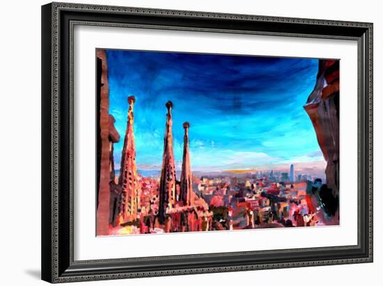 Barcelona City View and Sagrada Familia-Markus Bleichner-Framed Art Print