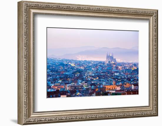 Barcelona Cityscape at Dusk Spain-vichie81-Framed Photographic Print