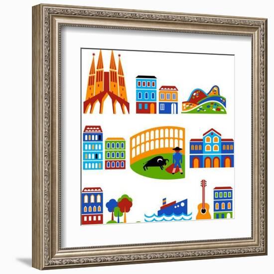 Barcelona - Landmarks And Attractions-Marish-Framed Art Print