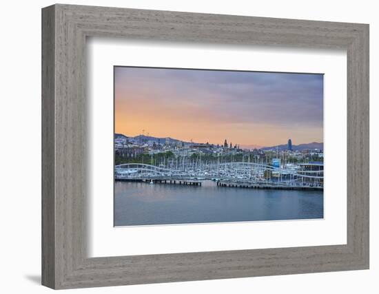 Barcelona Marina at Sunset, Barcelona, Catalonia, Spain-Mark Mawson-Framed Photographic Print