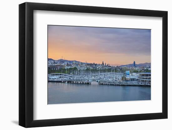 Barcelona Marina at Sunset, Barcelona, Catalonia, Spain-Mark Mawson-Framed Photographic Print