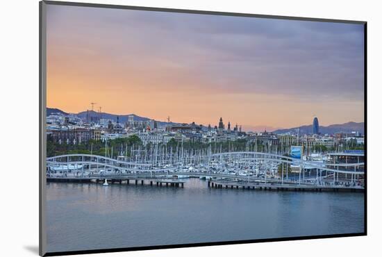 Barcelona Marina at Sunset, Barcelona, Catalonia, Spain-Mark Mawson-Mounted Photographic Print