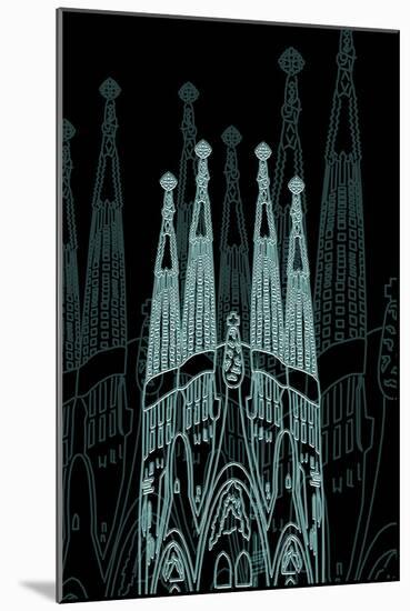 Barcelona Night-Cristian Mielu-Mounted Art Print