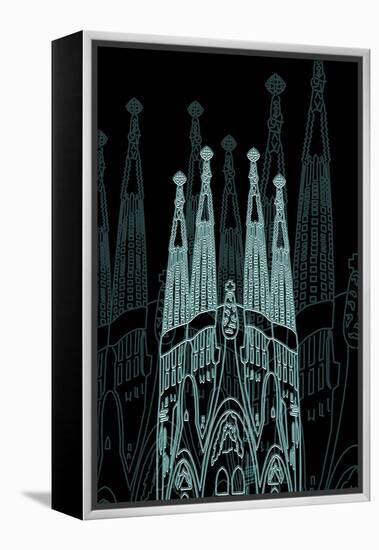 Barcelona Night-Cristian Mielu-Framed Stretched Canvas