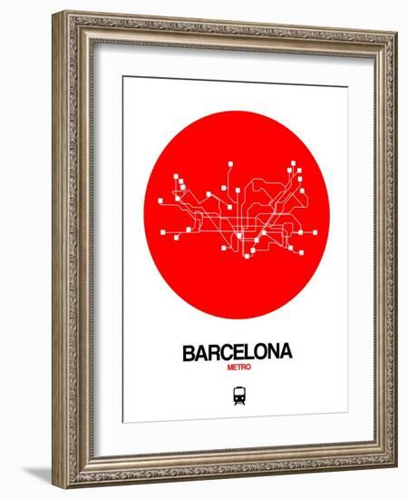 Barcelona Red Subway Map-NaxArt-Framed Art Print