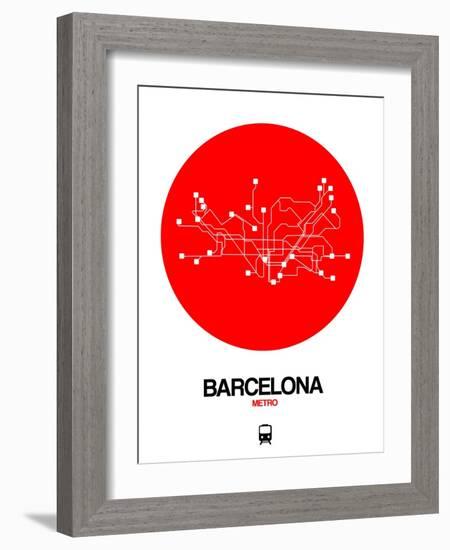 Barcelona Red Subway Map-NaxArt-Framed Art Print