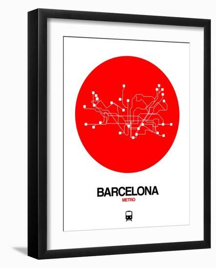 Barcelona Red Subway Map-NaxArt-Framed Art Print