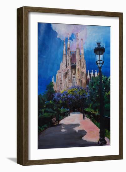 Barcelona Sagrada Familia with Park and Lantern-Markus Bleichner-Framed Premium Giclee Print