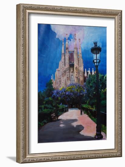 Barcelona Sagrada Familia with Park and Lantern-Markus Bleichner-Framed Art Print