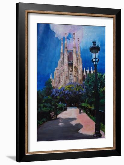 Barcelona Sagrada Familia with Park and Lantern-Markus Bleichner-Framed Art Print