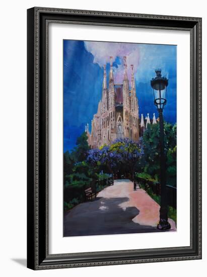 Barcelona Sagrada Familia with Park and Lantern-Markus Bleichner-Framed Art Print