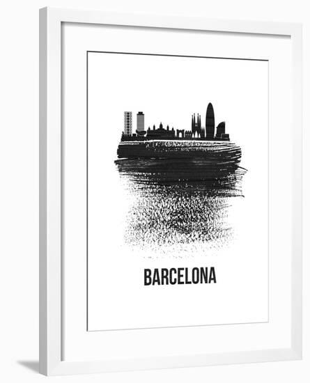 Barcelona Skyline Brush Stroke - Black-NaxArt-Framed Art Print